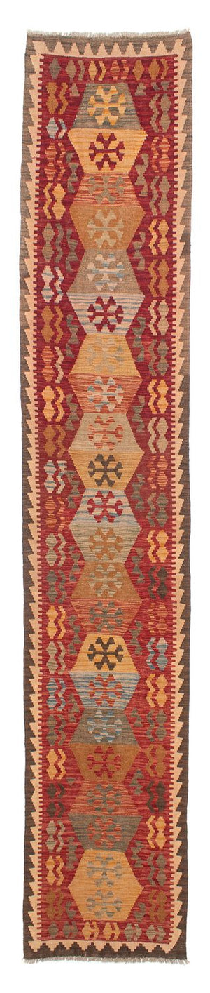 Tapis de couloir Tapis Kelim - Splash - 389 x 76 cm - rouge