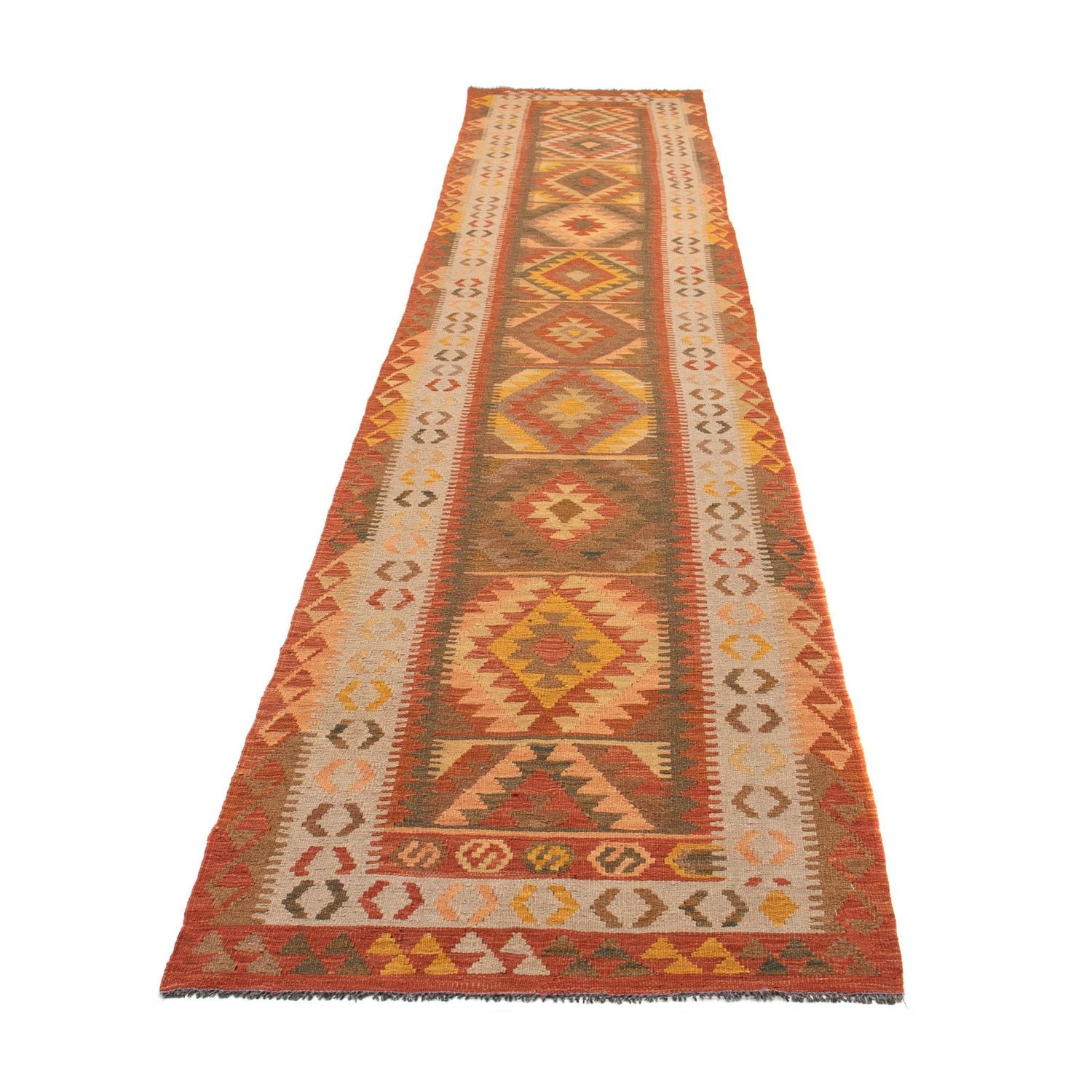 Tapis de couloir Tapis Kelim - Splash - 435 x 86 cm - multicolore