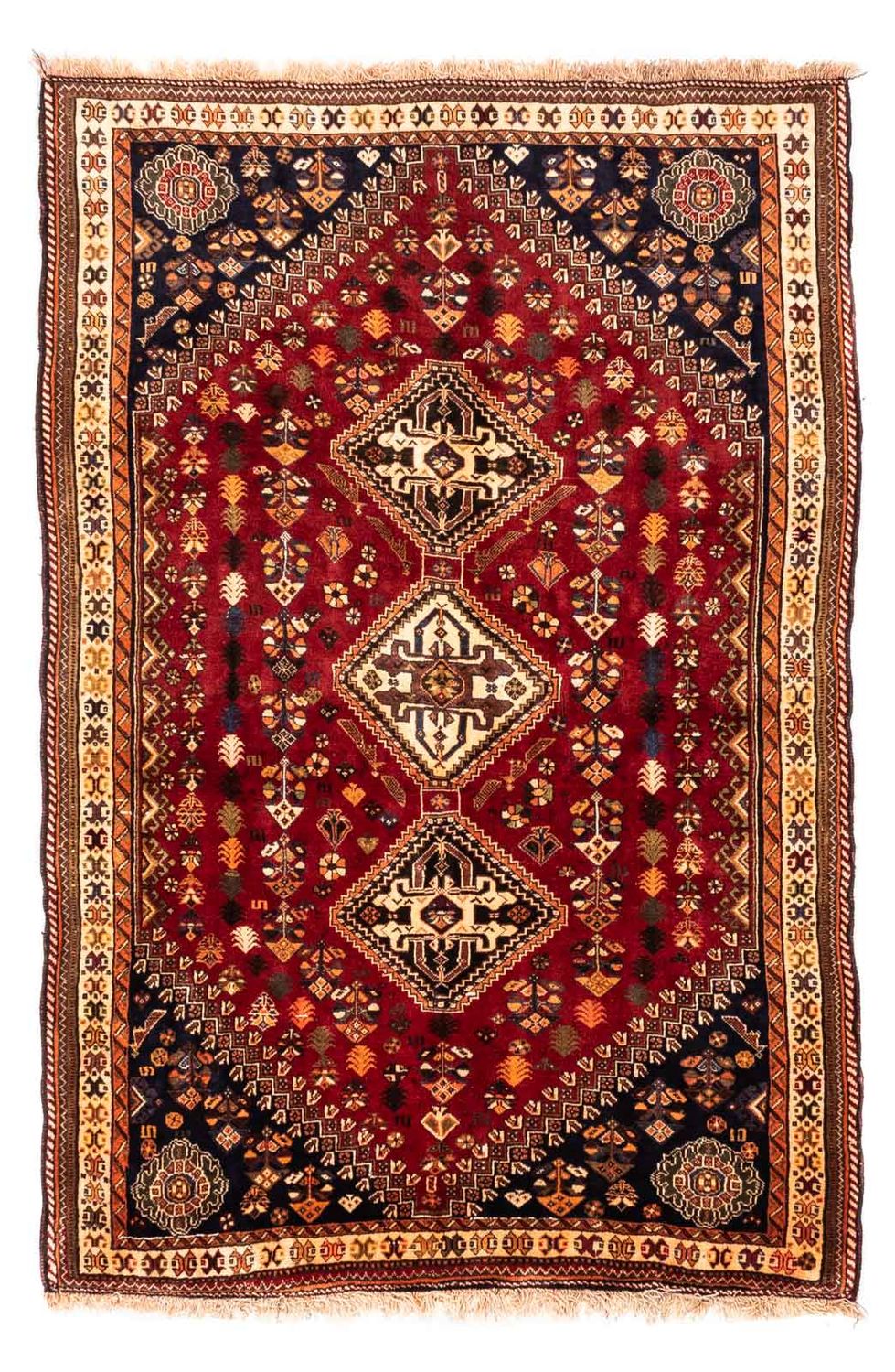 Tapis persan - Nomadic - 210 x 145 cm - rouge foncé