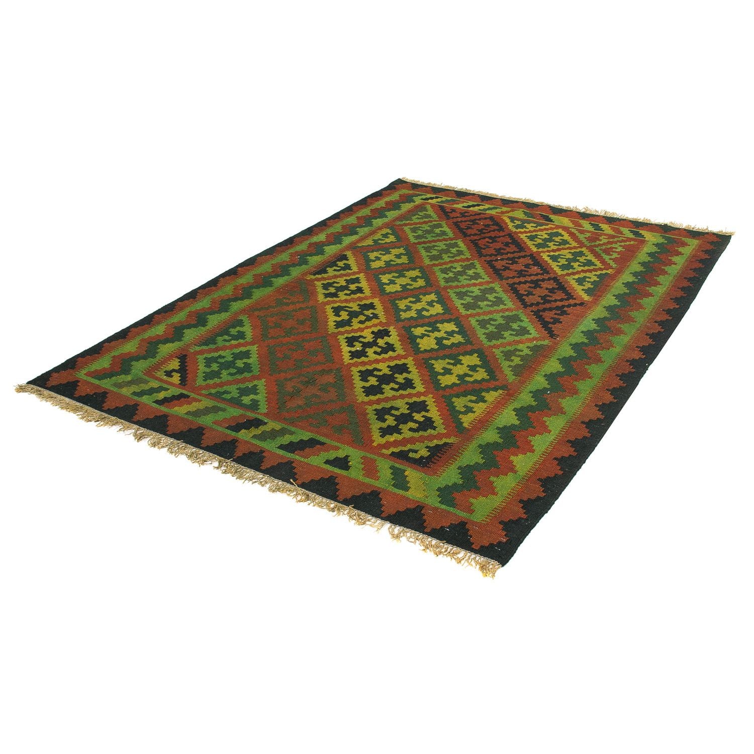 Tapis Kelim - Oriental - 197 x 148 cm - vert foncé
