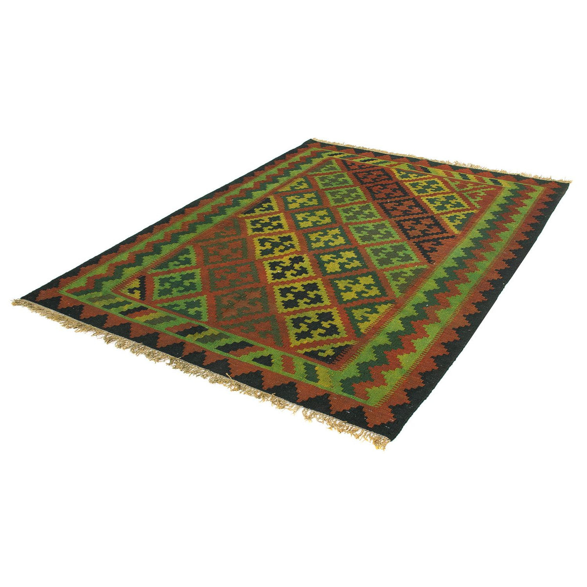 Tapis Kelim - Oriental - 197 x 148 cm - vert foncé