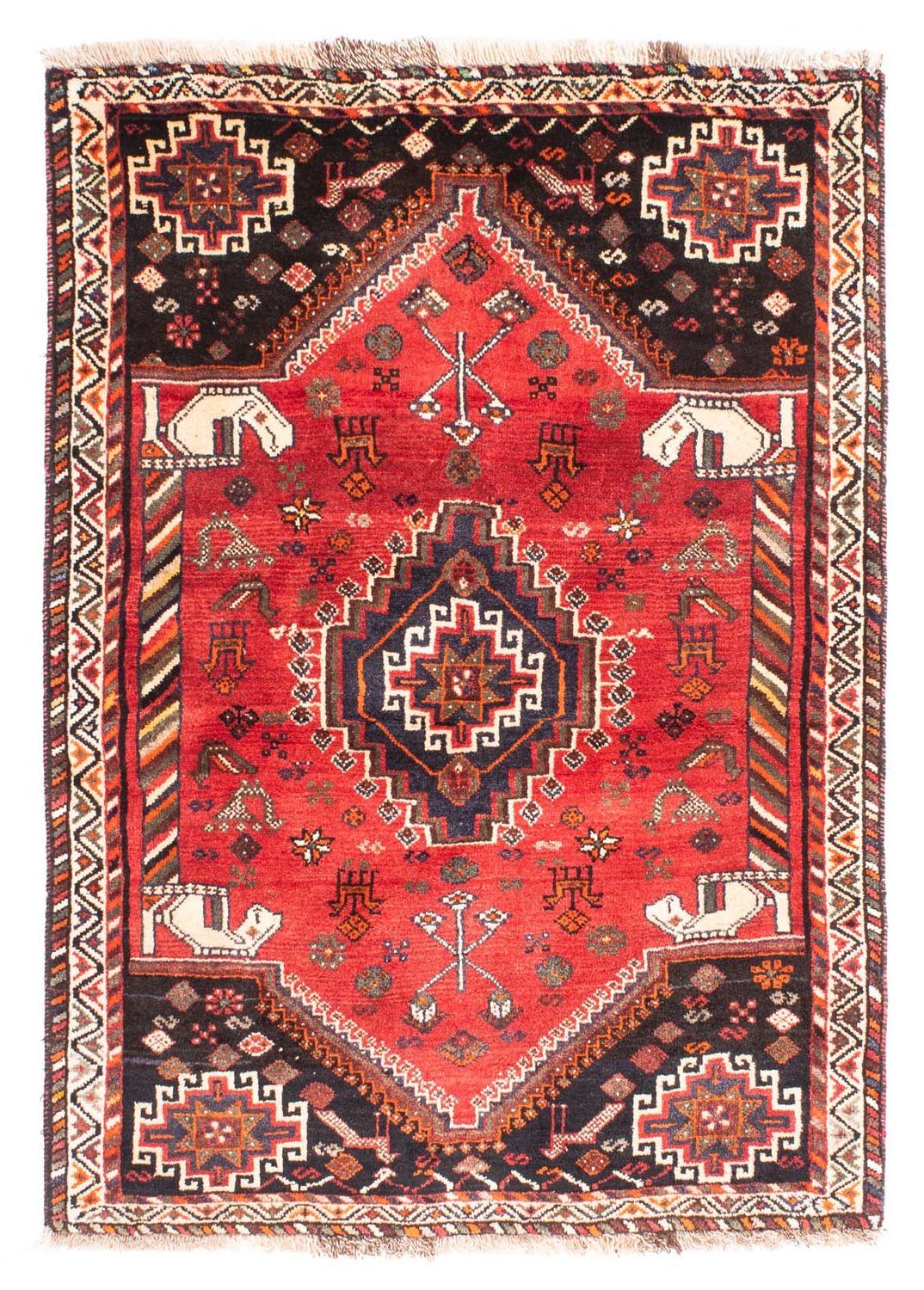 Tapis persan - Nomadic - 162 x 118 cm - rouge foncé