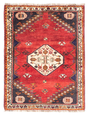 Tapis persan - Nomadic - 150 x 116 cm - rouge foncé