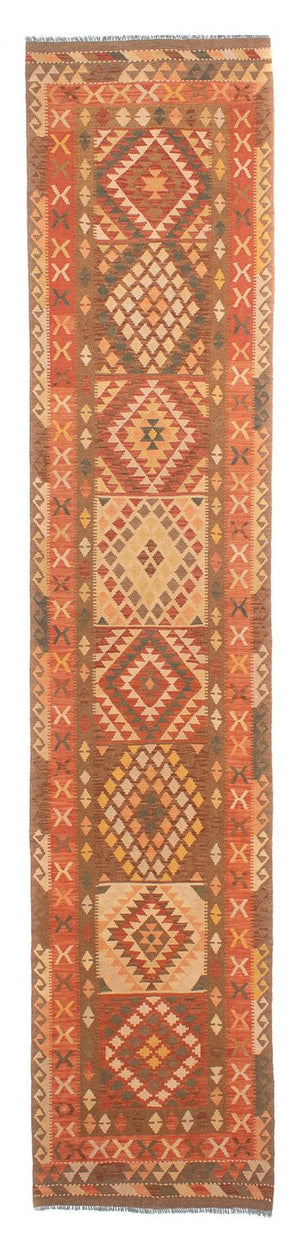 Tapis de couloir Tapis Kelim - Splash - 407 x 91 cm - rouge clair