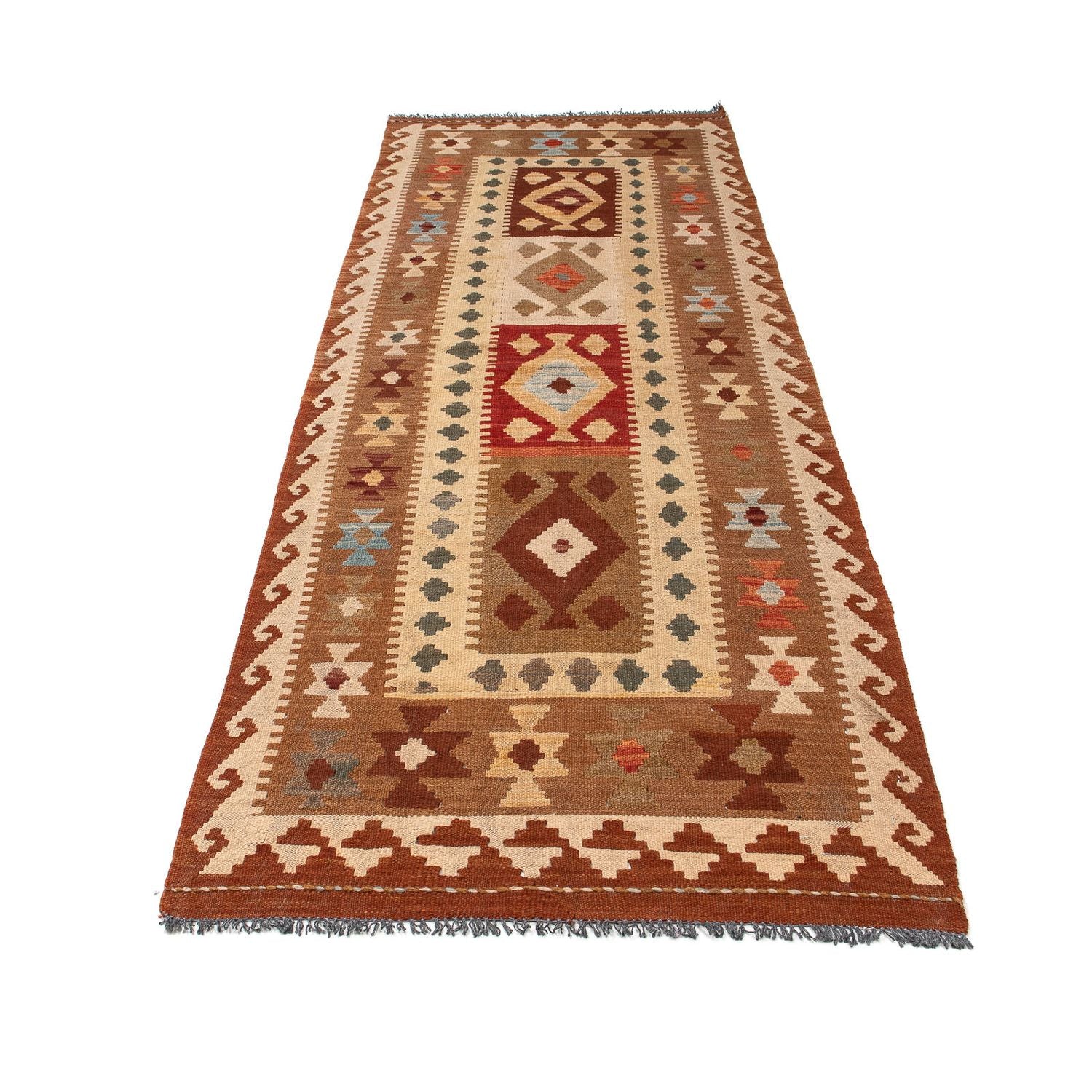 Tapis de couloir Tapis Kelim - Splash - 254 x 81 cm - multicolore