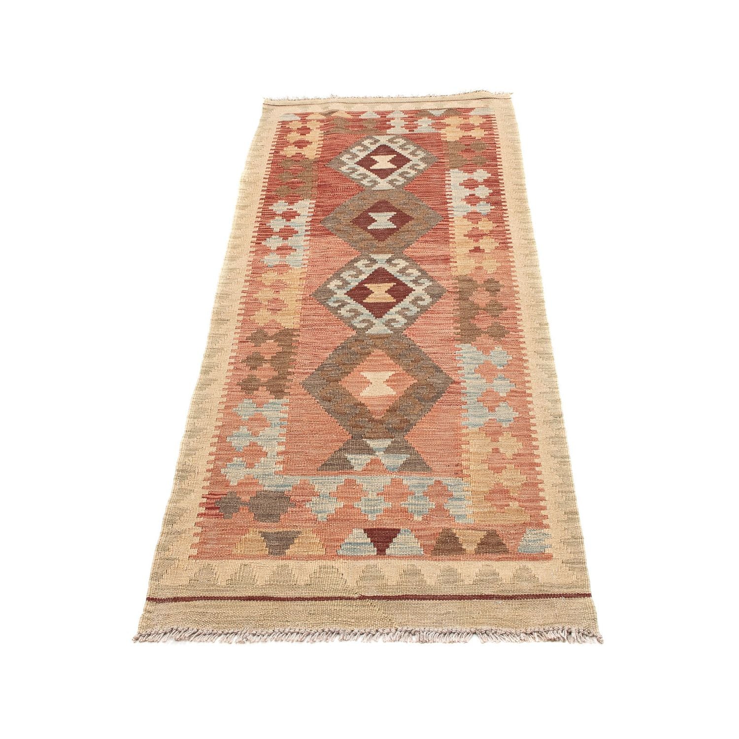 Tapis de couloir Tapis Kelim - Splash - 202 x 67 cm - rouge clair
