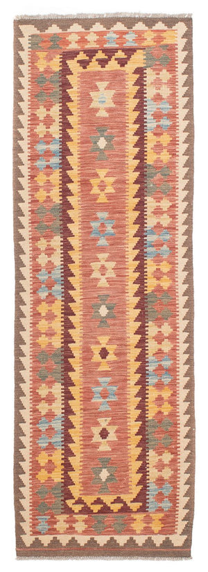 Tapis de couloir Tapis Kelim - Splash - 200 x 65 cm - rouge clair