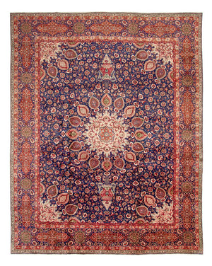 Tapis persan - Tabriz - 440 x 354 cm - bleu foncé