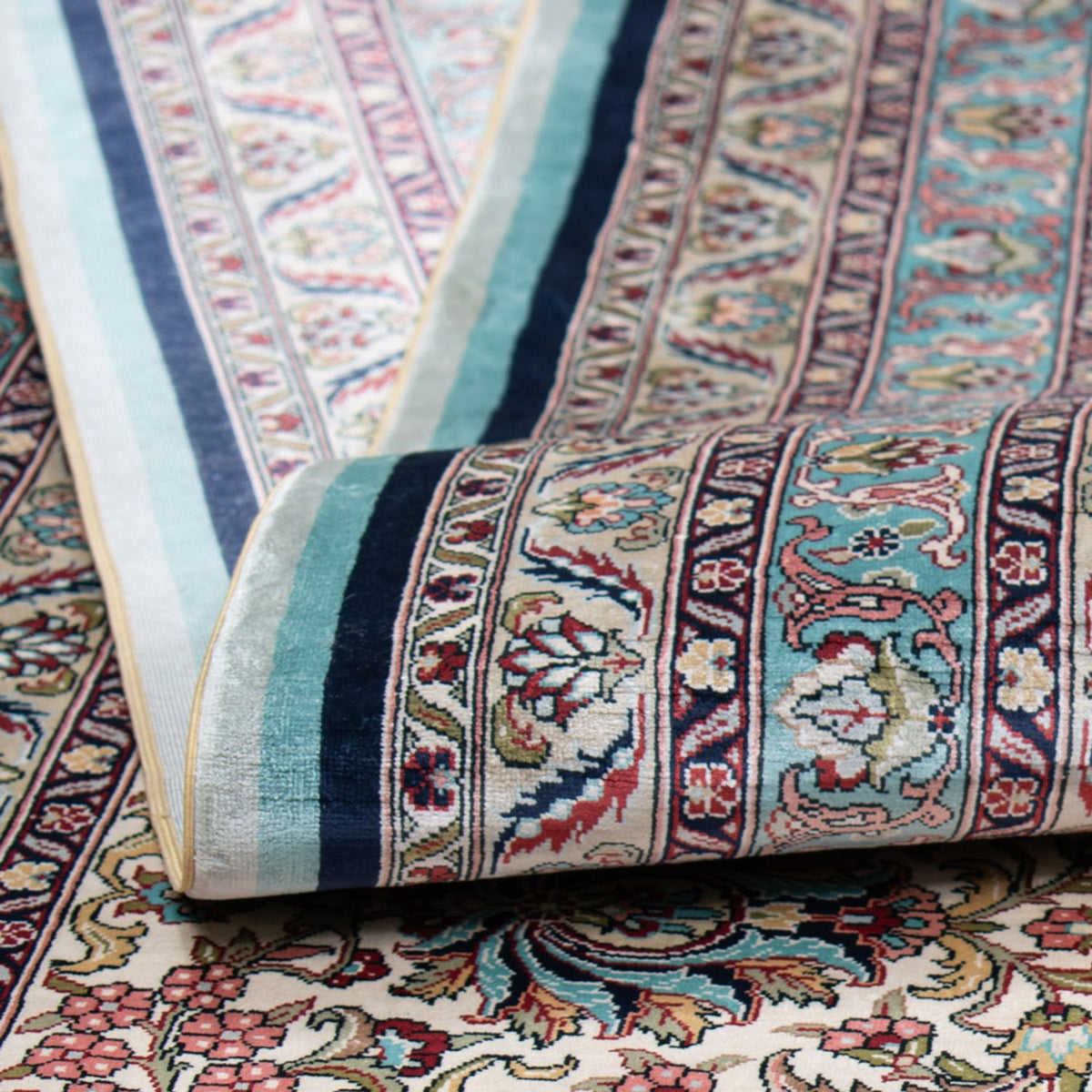 Tapis en soie - Soie chinoise - Royal - 552 x 370 cm - bleu foncé