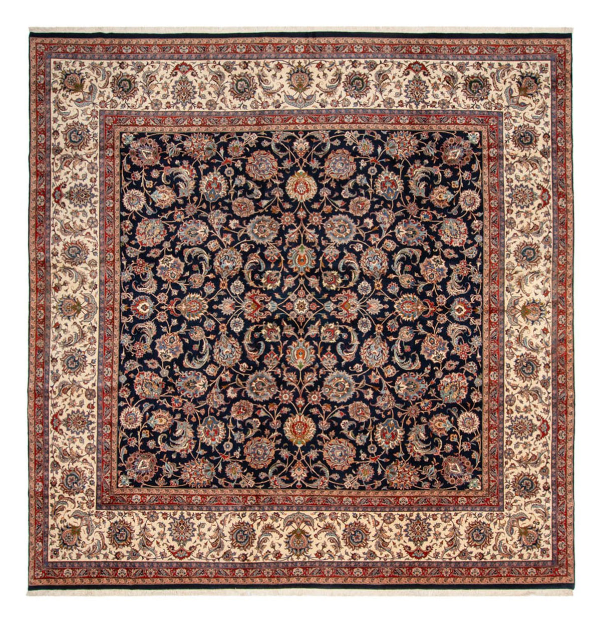 Tapis persan - Classique carré  - 388 x 388 cm - bleu foncé
