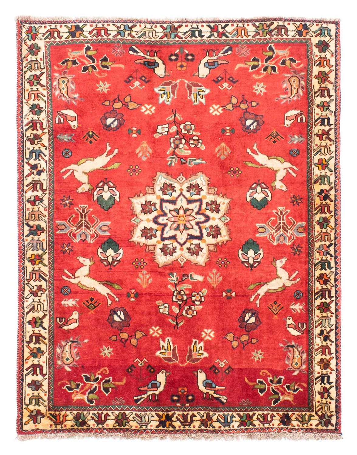 Tapis persan - Nomadic - 162 x 120 cm - rouge foncé