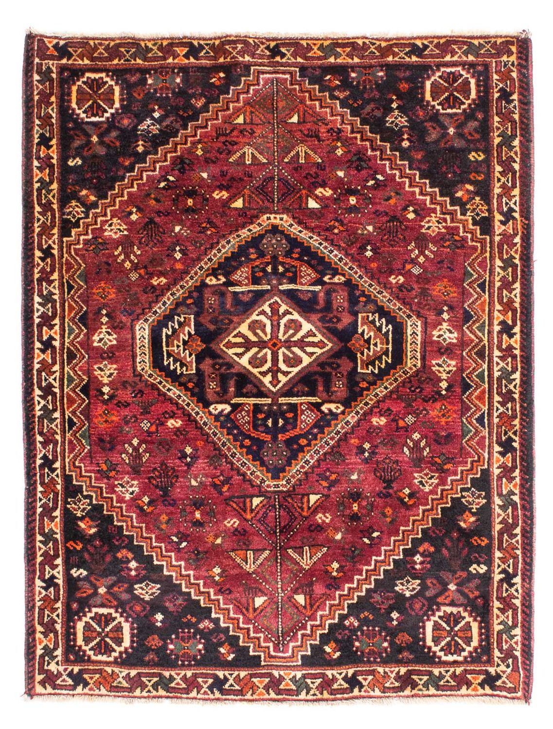 Tapis persan - Nomadic - 160 x 125 cm - rouge foncé