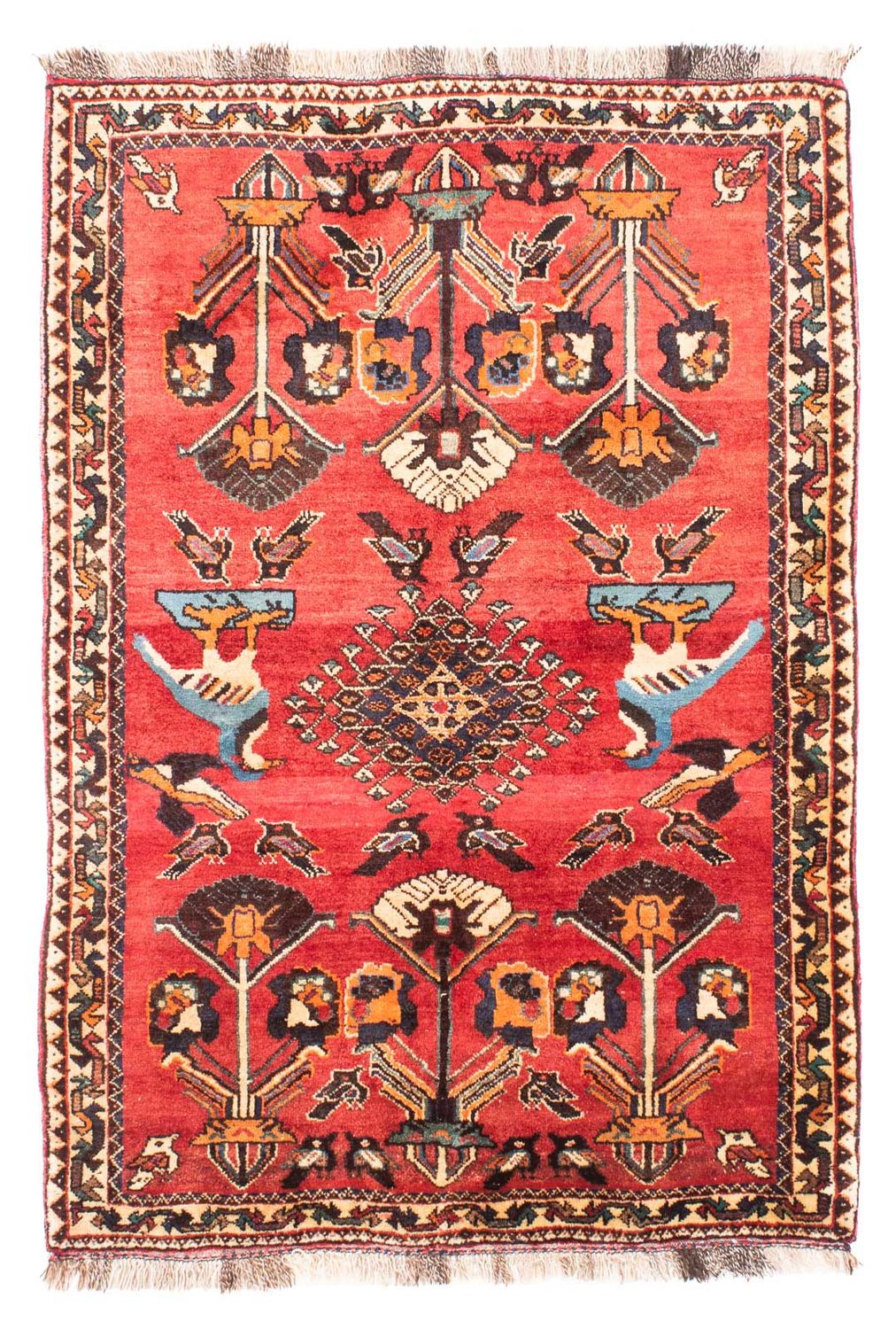 Tapis persan - Nomadic - 168 x 112 cm - rouge foncé