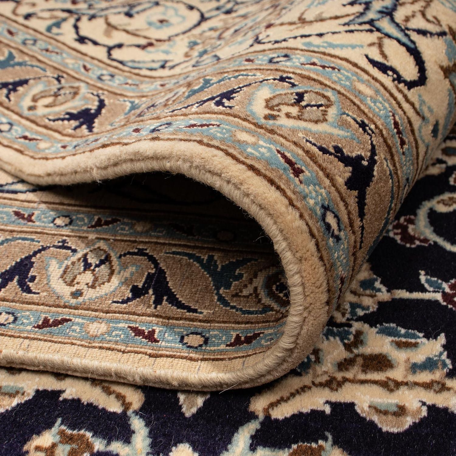 Tapis persan - Nain - 280 x 199 cm - bleu foncé