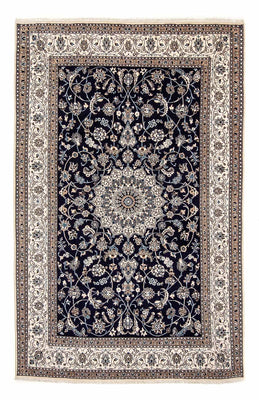 Tapis persan - Nain - 297 x 194 cm - bleu foncé