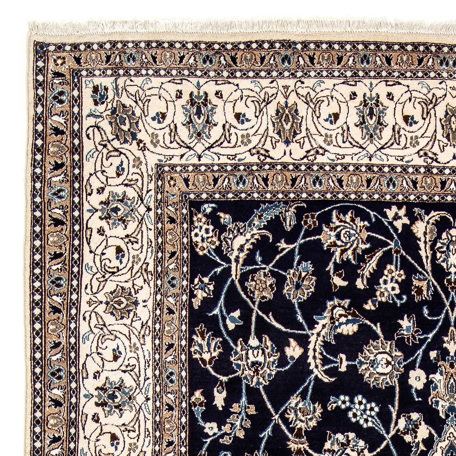 Tapis persan - Nain - 297 x 194 cm - bleu foncé