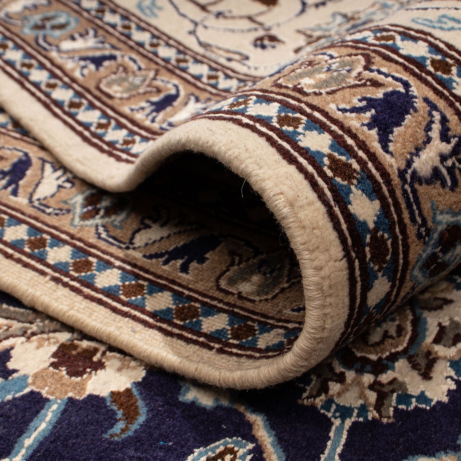 Tapis persan - Nain - 297 x 194 cm - bleu foncé