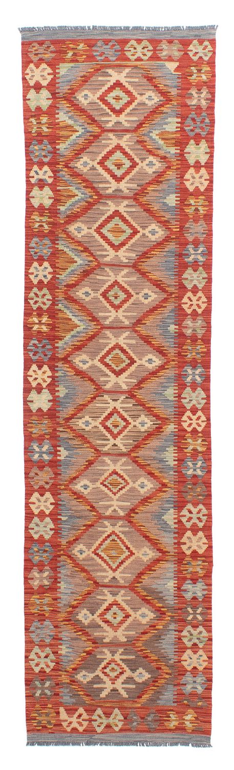 Tapis de couloir Tapis Kelim - Splash - 298 x 77 cm - rouge