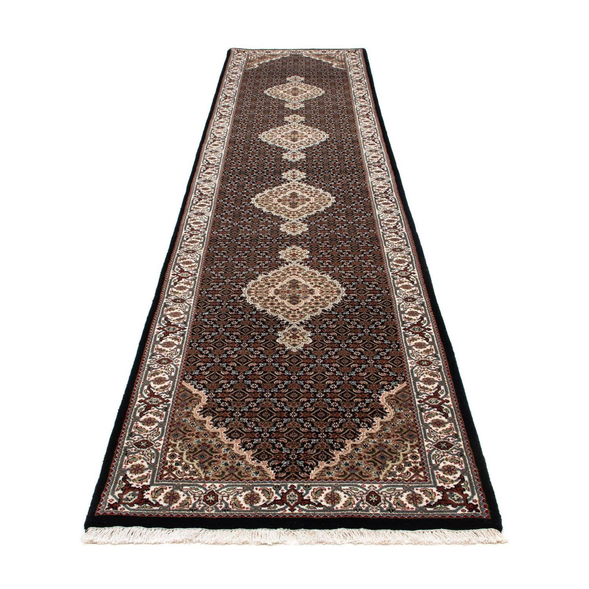 Tapis de couloir Tapis persan - Tabriz - 396 x 82 cm - bleu foncé