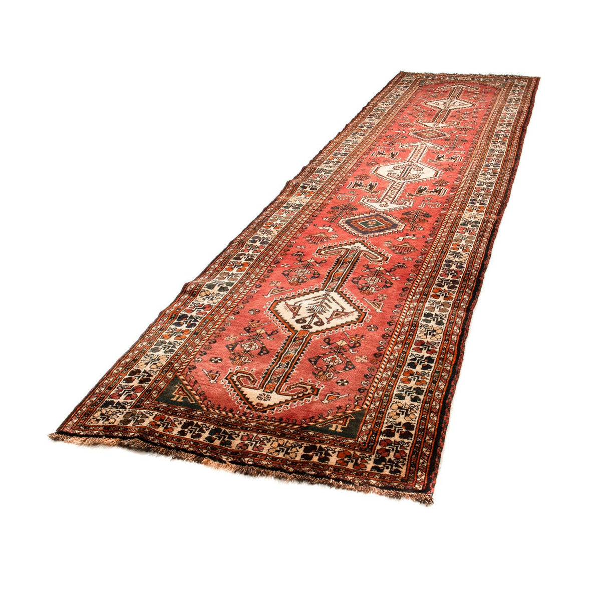 Tapis de couloir Tapis persan - Nomadic - 412 x 107 cm - rouge