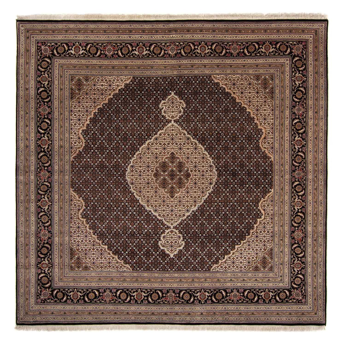 Tapis persan - Tabriz - 252 x 251 cm - bleu foncé