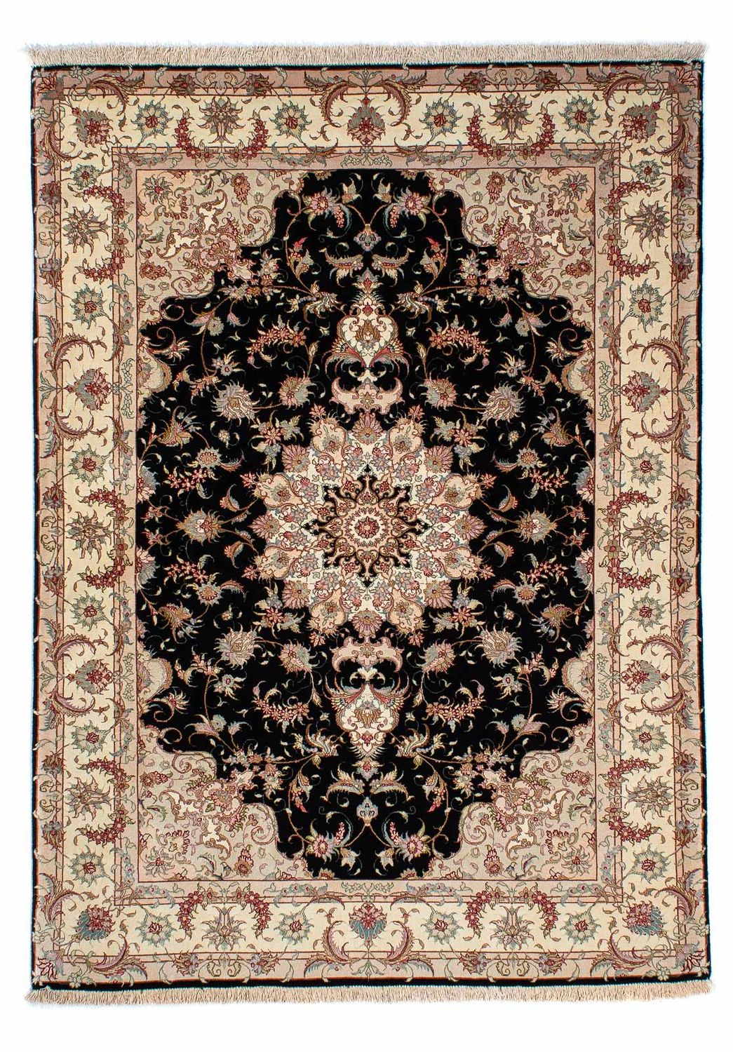 Tapis persan - Tabriz - 213 x 152 cm - bleu foncé