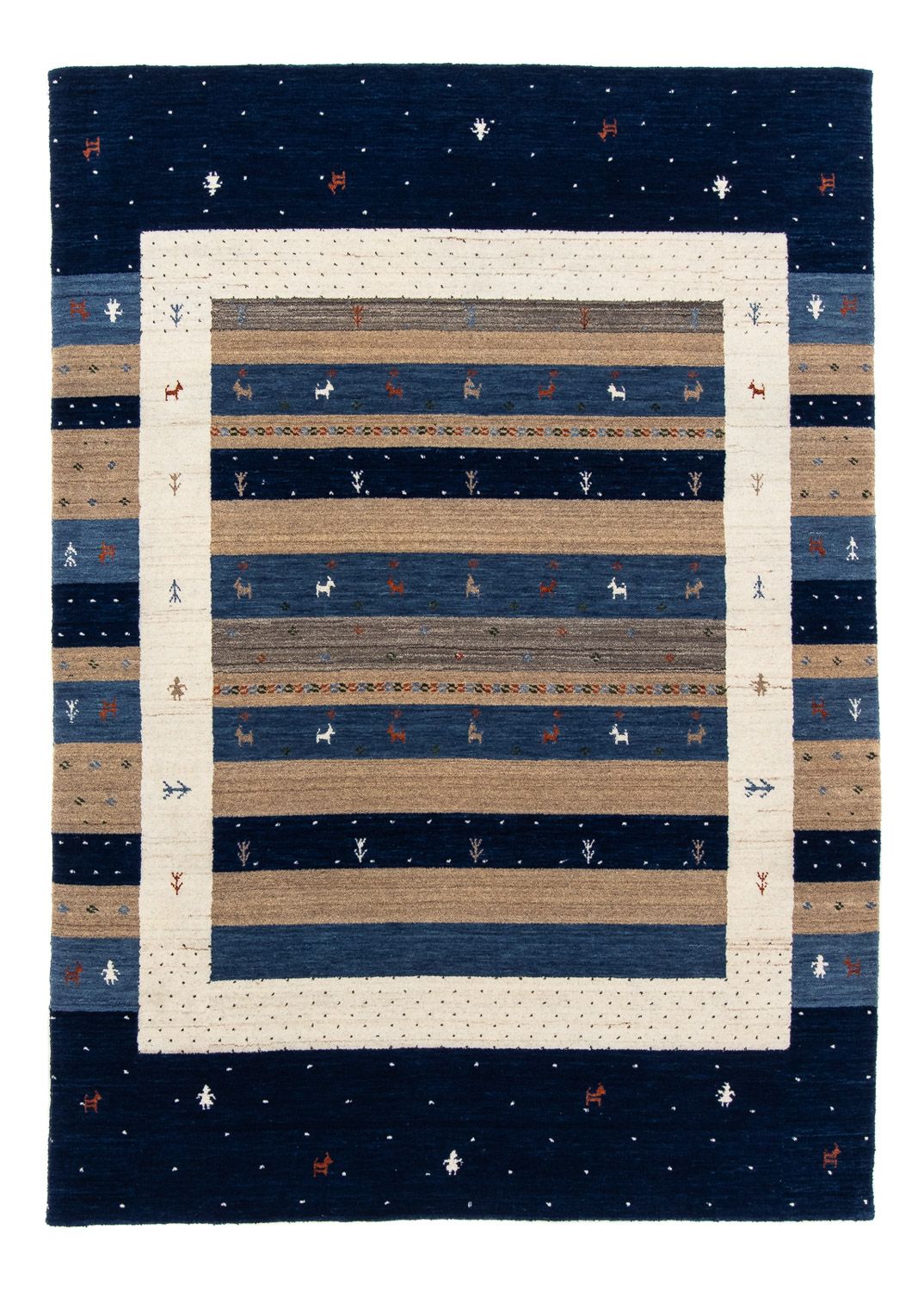Tapis Gabbeh - Loribaft Persan - 201 x 144 cm - bleu foncé