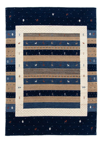 Tapis Gabbeh - Loribaft Persan - 201 x 144 cm - bleu foncé