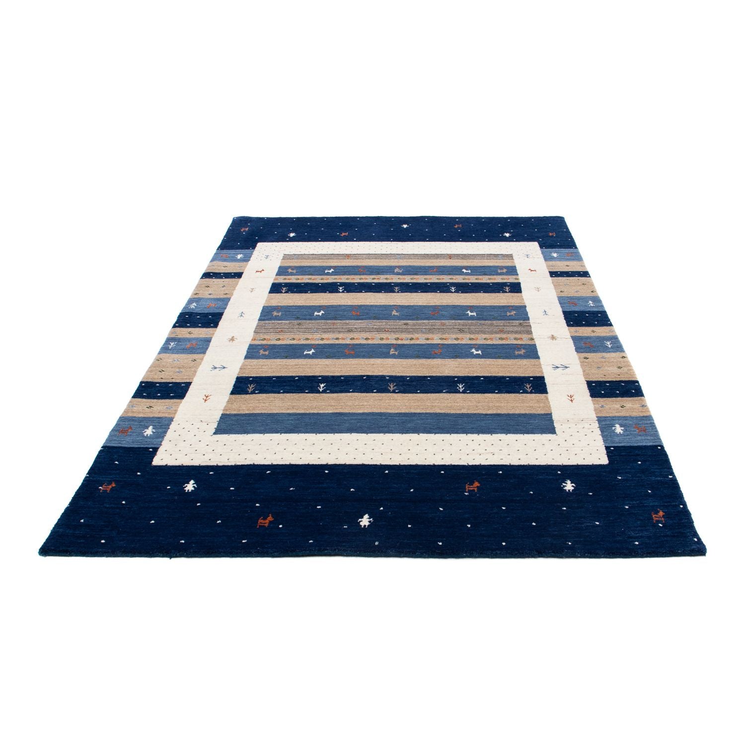 Tapis Gabbeh - Loribaft Persan - 201 x 144 cm - bleu foncé