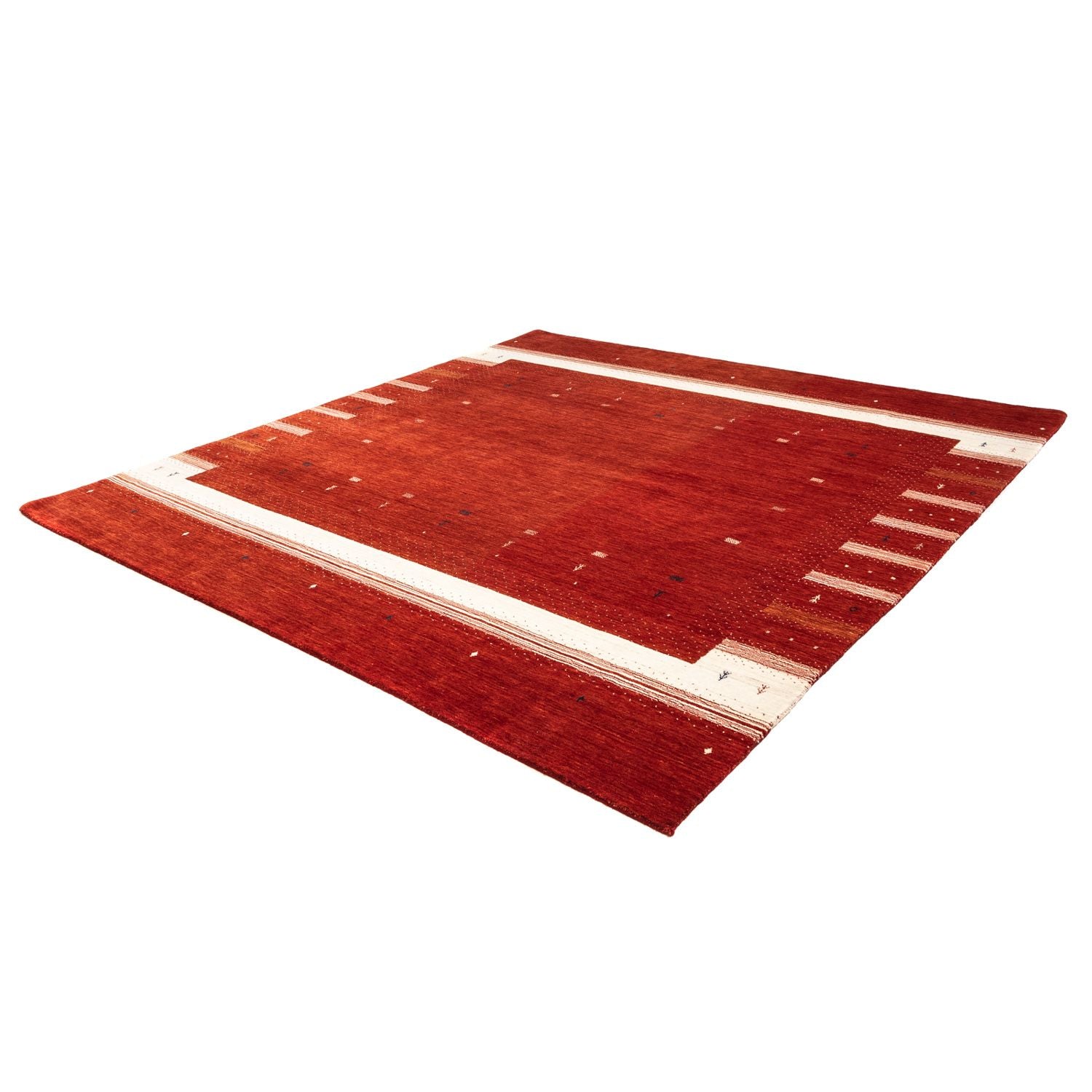 Tapis Gabbeh - Loribaft Persan carré  - 256 x 249 cm - rouge