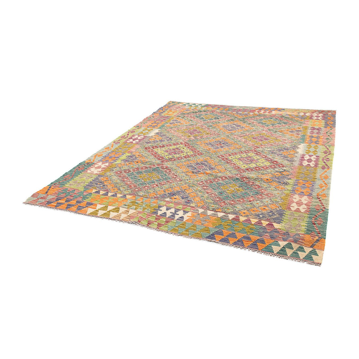 Tapis Kelim - Splash - 241 x 202 cm - multicolore