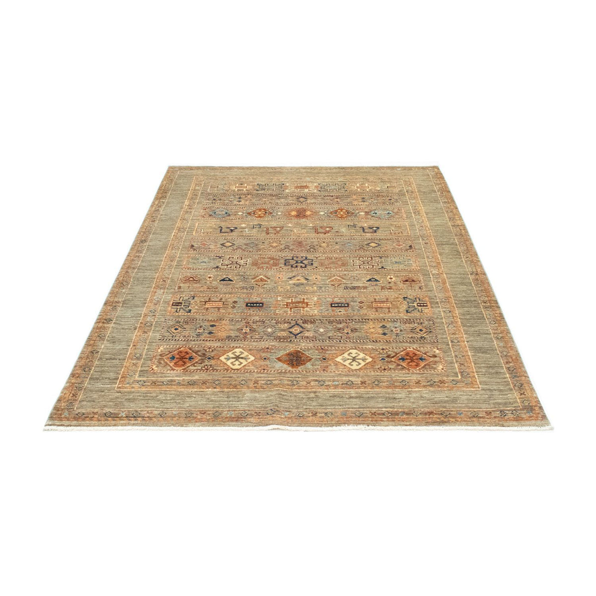 Tapis afghan - 199 x 150 cm - gris