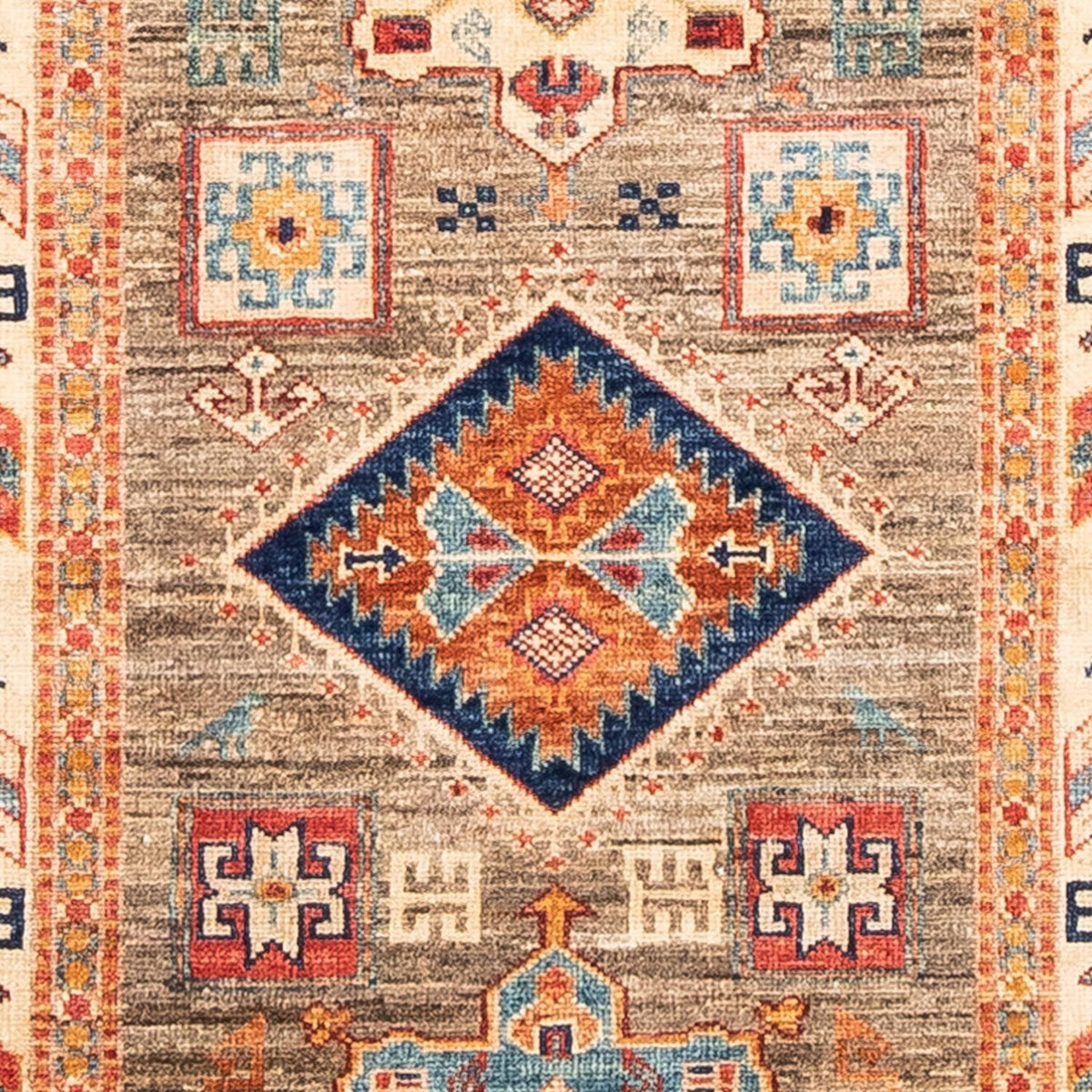 Tapis de couloir Tapis Ziegler - Kazak - 249 x 73 cm - marron clair