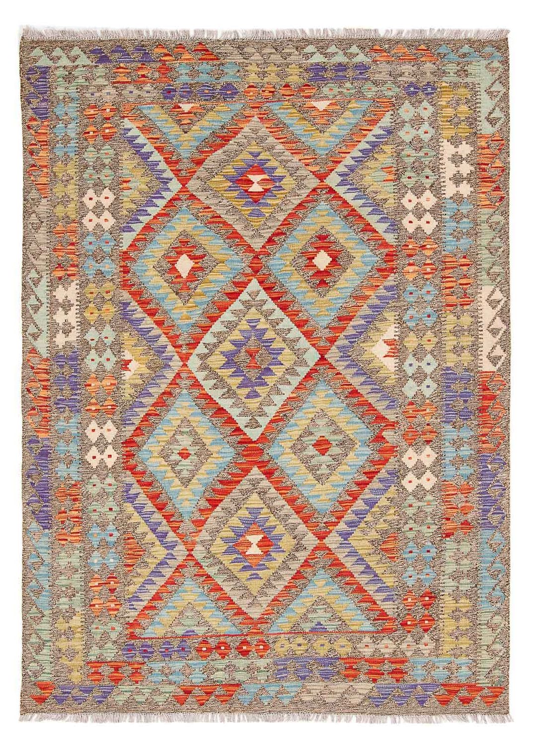 Tapis Kelim - Splash - 205 x 156 cm - multicolore