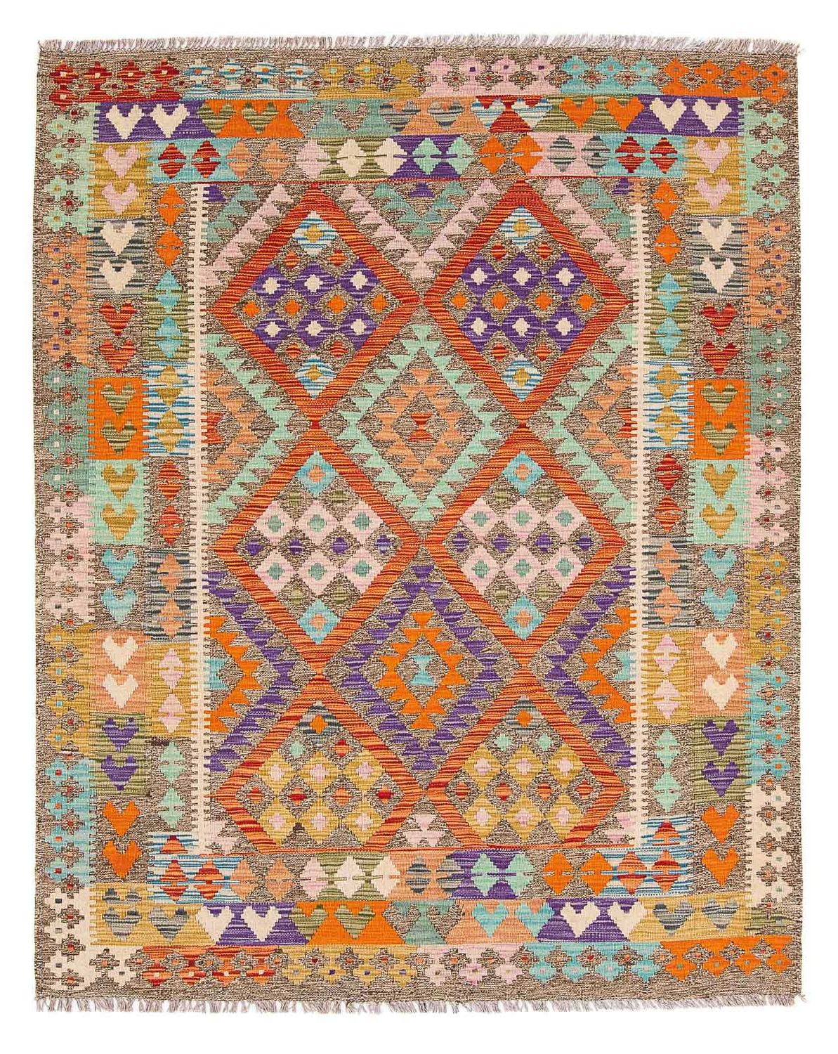 Tapis Kelim - Splash - 194 x 154 cm - multicolore