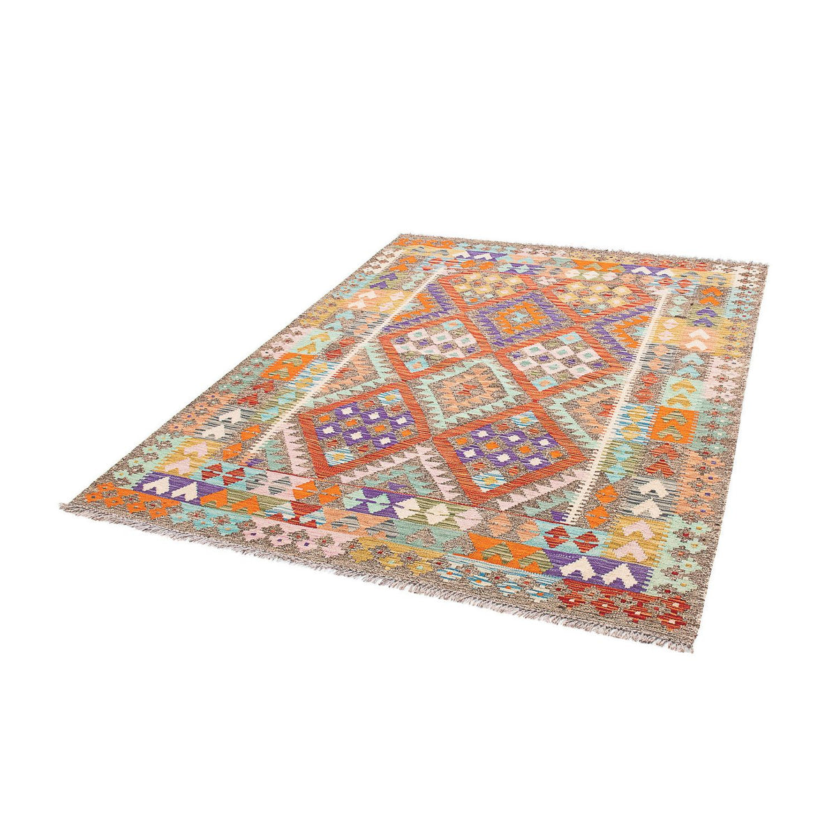 Tapis Kelim - Splash - 194 x 154 cm - multicolore