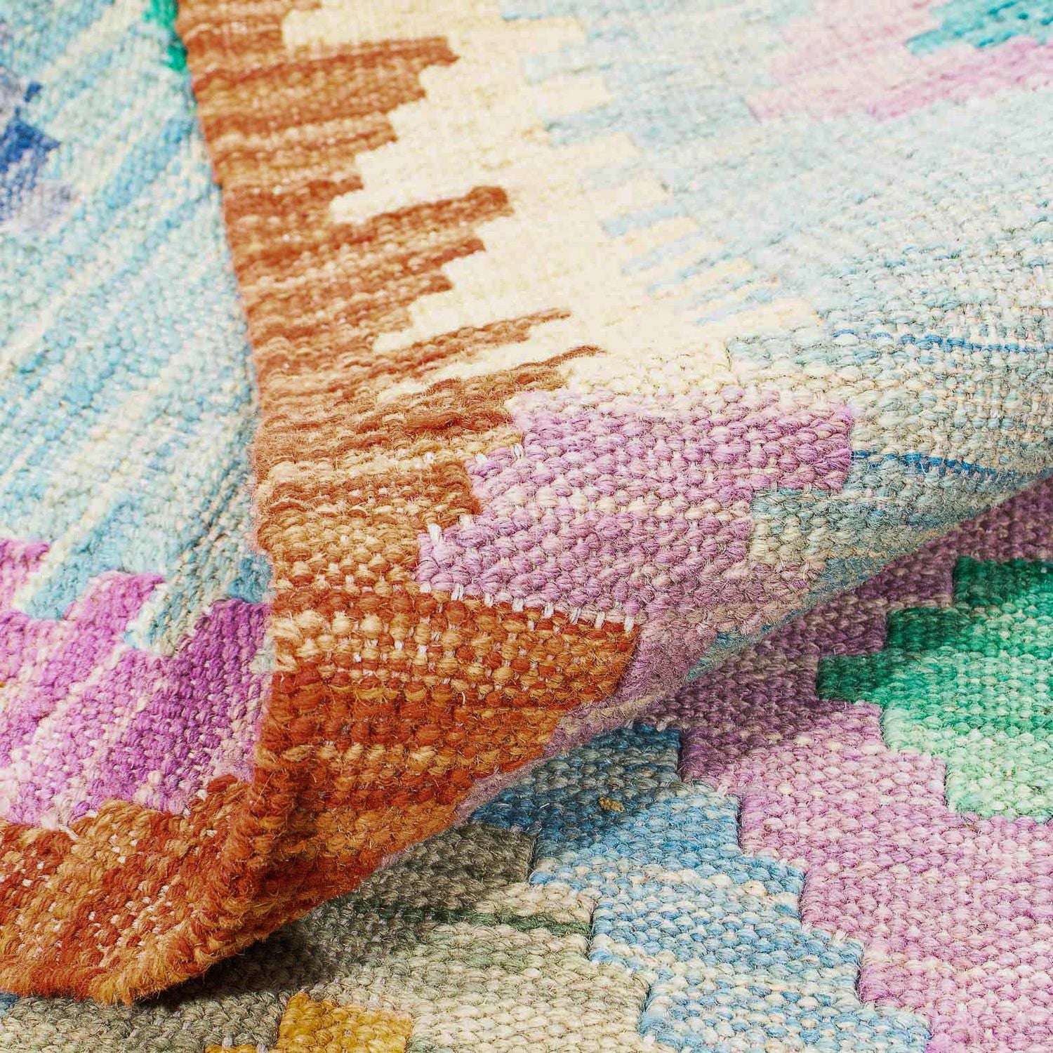 Tapis Kelim - Splash - 180 x 136 cm - bleu clair