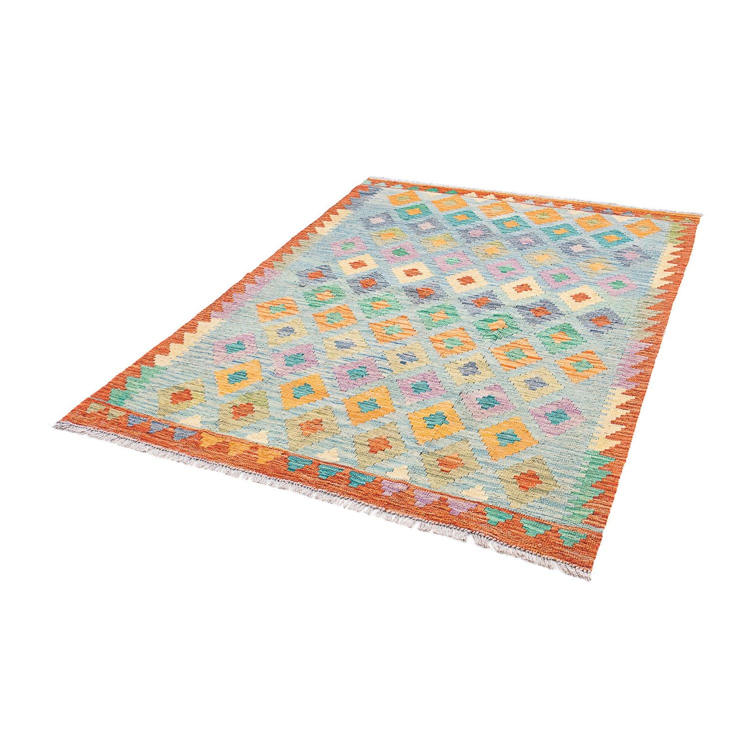 Tapis Kelim - Splash - 180 x 136 cm - bleu clair