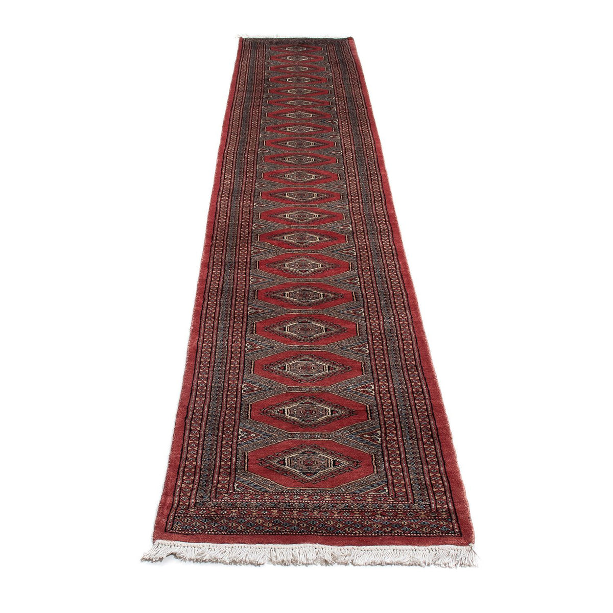 Tapis de couloir Tapis afghan - Boukhara - 400 x 63 cm - rouge foncé