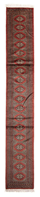 Tapis de couloir Tapis afghan - Boukhara - 396 x 64 cm - rouge foncé