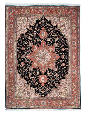 Tapis persan - Tabriz - Royal - 214 x 151 cm - bleu foncé