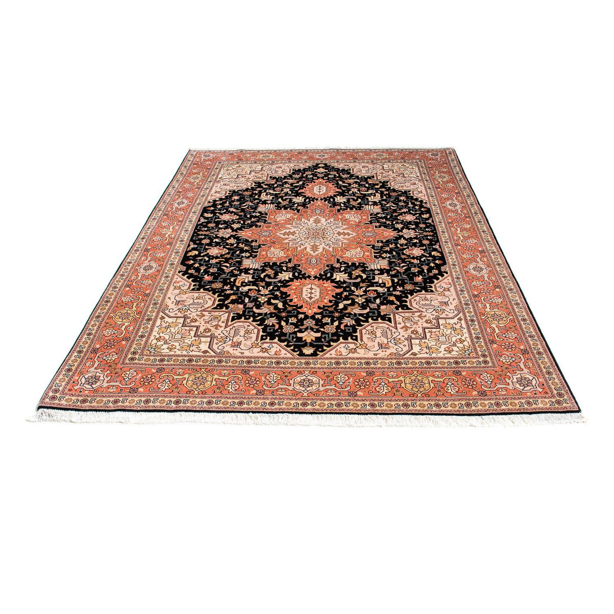 Tapis persan - Tabriz - Royal - 214 x 151 cm - bleu foncé