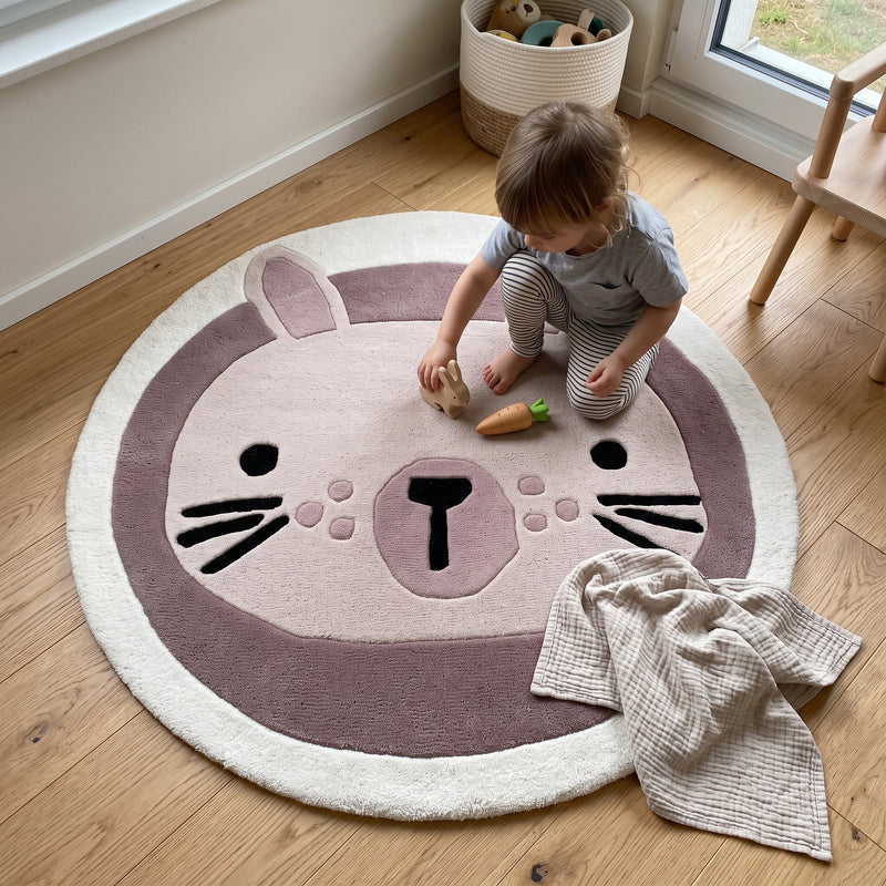 Lapin Tapis Enfant Rond