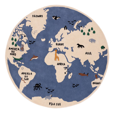 Carte du Monde Tapis Enfant Rond