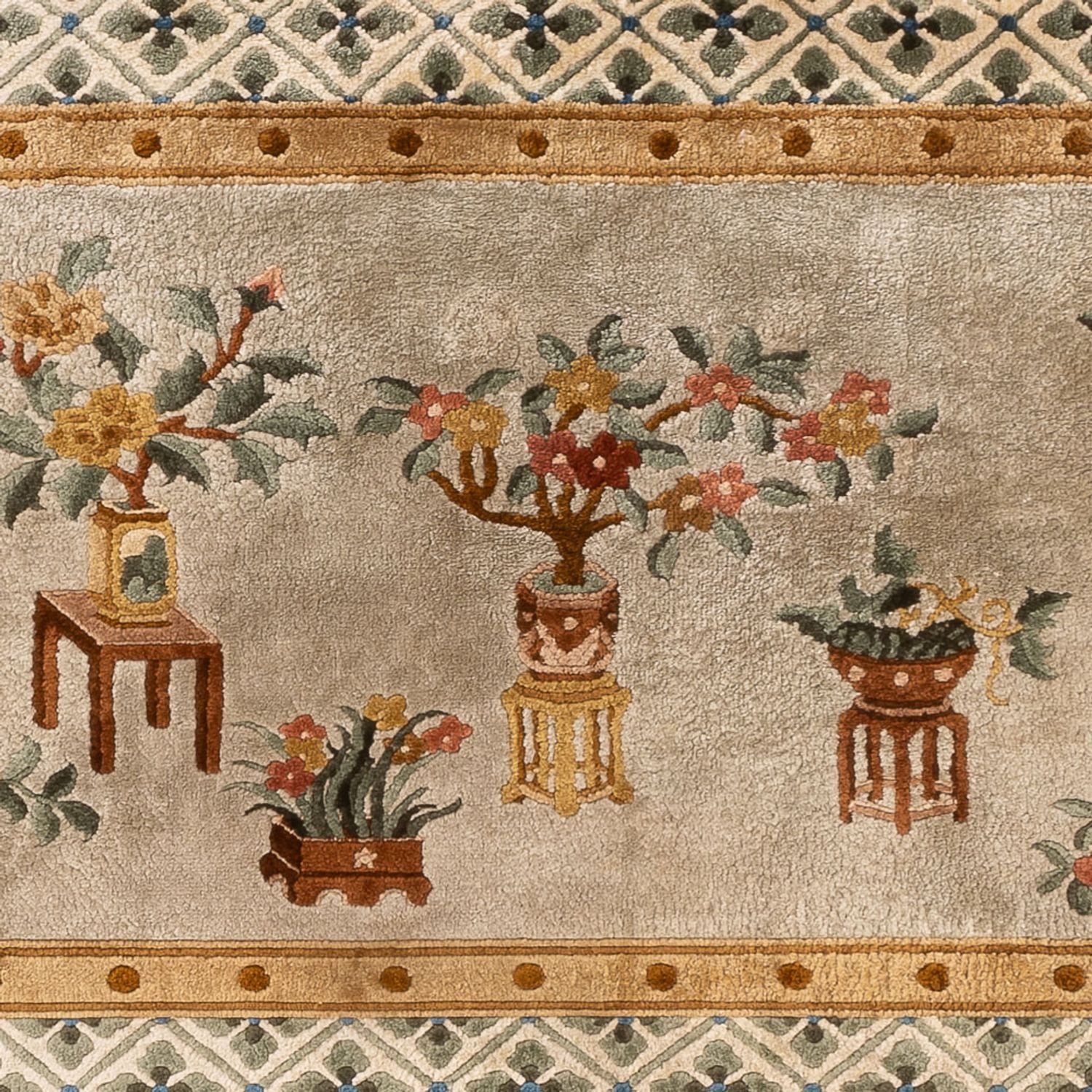 Tapis en soie - Soie chinoise - 154 x 93 cm - beige foncé