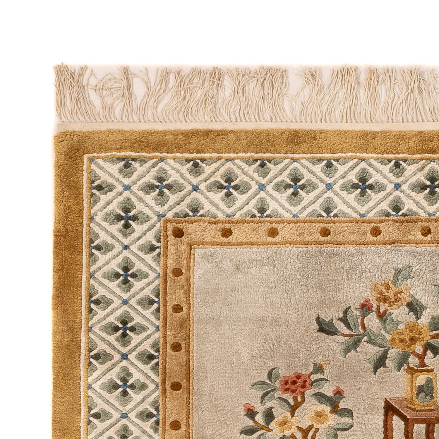 Tapis en soie - Soie chinoise - 154 x 93 cm - beige foncé