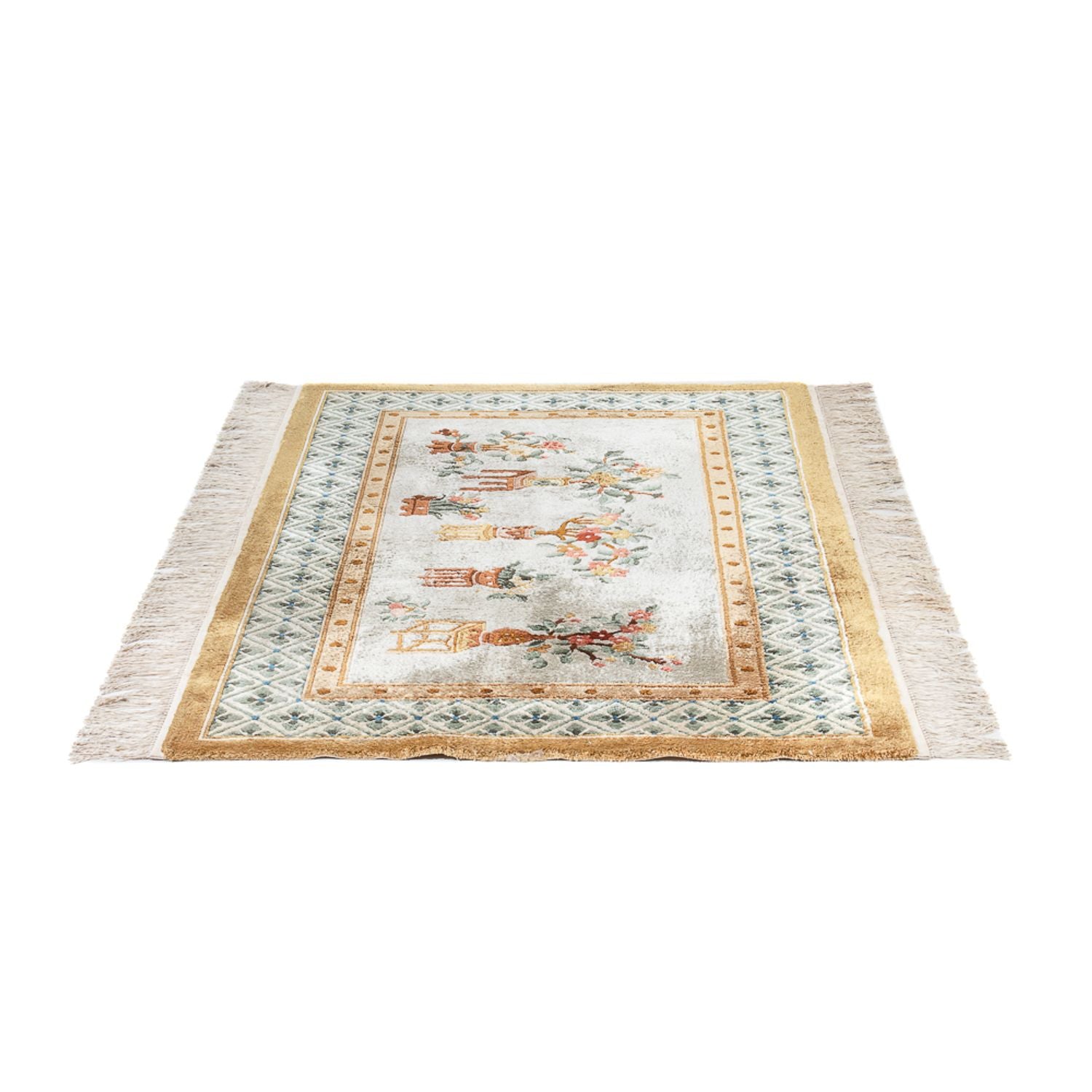 Tapis en soie - Soie chinoise - 154 x 93 cm - beige foncé